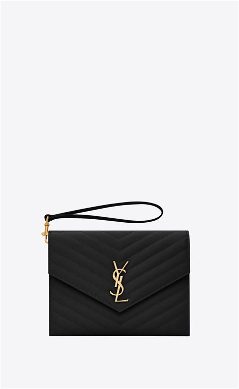 grain de poudre ysl monogram|Saint Laurent YSL Monogram Flap Clutch Bag in .